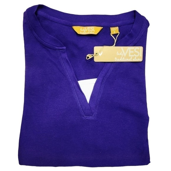 Lady Vesi Women Large Purple Three Quarter Sleeve Shirt NWT - Picture 7 of 7